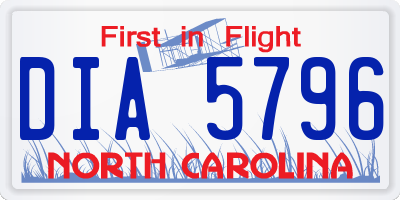 NC license plate DIA5796