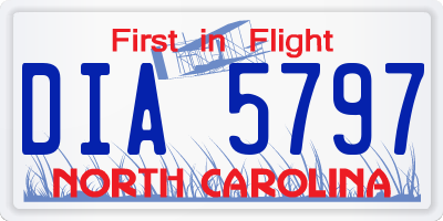 NC license plate DIA5797