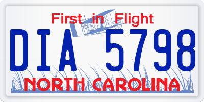 NC license plate DIA5798