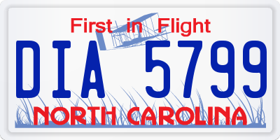 NC license plate DIA5799