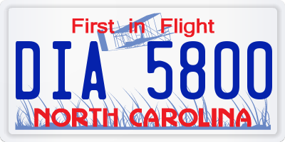 NC license plate DIA5800