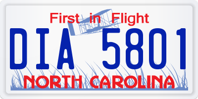 NC license plate DIA5801