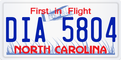 NC license plate DIA5804