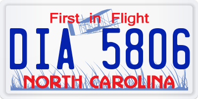 NC license plate DIA5806