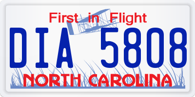 NC license plate DIA5808