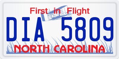 NC license plate DIA5809