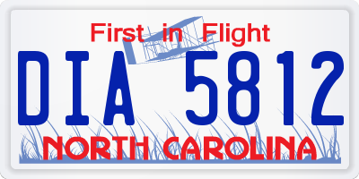 NC license plate DIA5812