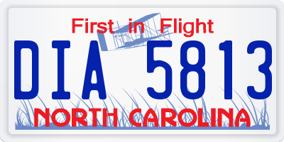 NC license plate DIA5813