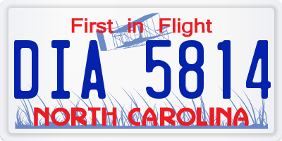 NC license plate DIA5814