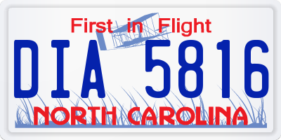 NC license plate DIA5816