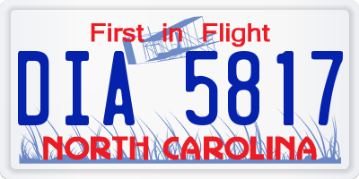 NC license plate DIA5817