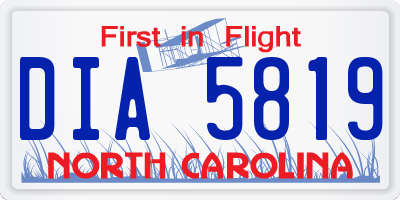 NC license plate DIA5819