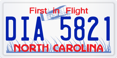 NC license plate DIA5821