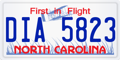 NC license plate DIA5823