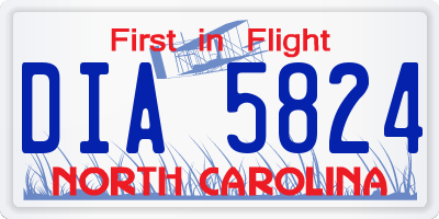 NC license plate DIA5824