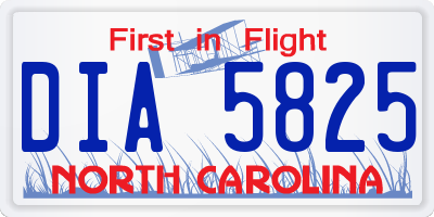 NC license plate DIA5825