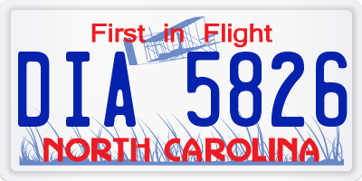 NC license plate DIA5826