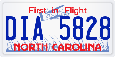NC license plate DIA5828