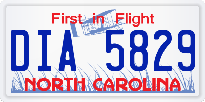 NC license plate DIA5829