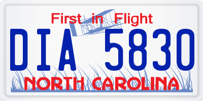 NC license plate DIA5830