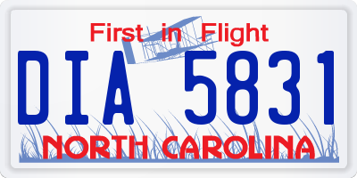 NC license plate DIA5831