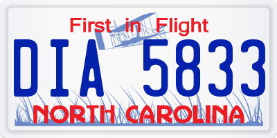 NC license plate DIA5833