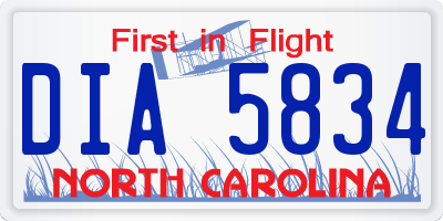 NC license plate DIA5834