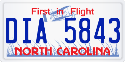 NC license plate DIA5843