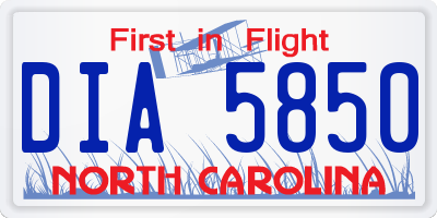 NC license plate DIA5850
