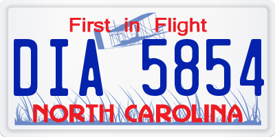 NC license plate DIA5854
