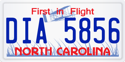 NC license plate DIA5856
