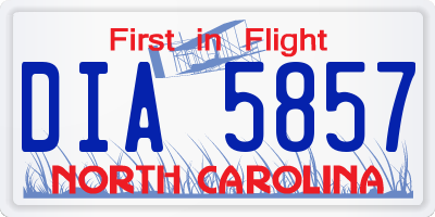 NC license plate DIA5857