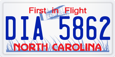 NC license plate DIA5862