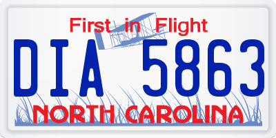NC license plate DIA5863