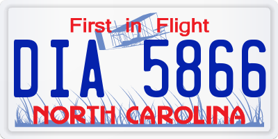 NC license plate DIA5866