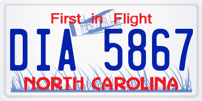 NC license plate DIA5867