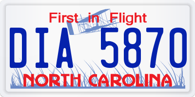 NC license plate DIA5870