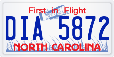 NC license plate DIA5872
