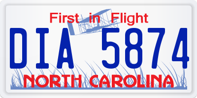 NC license plate DIA5874