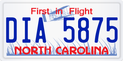 NC license plate DIA5875
