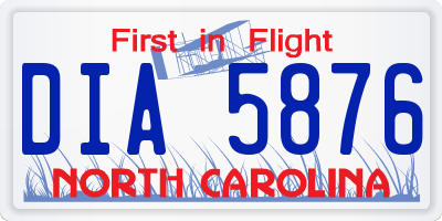 NC license plate DIA5876