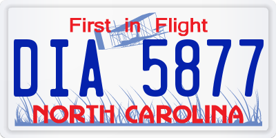 NC license plate DIA5877