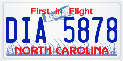 NC license plate DIA5878