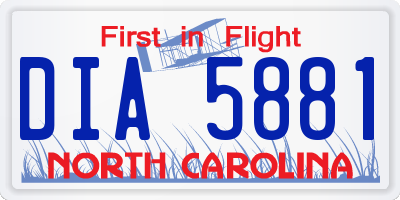 NC license plate DIA5881