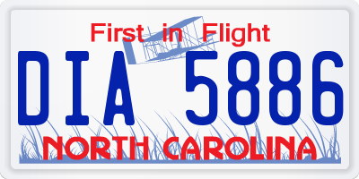 NC license plate DIA5886