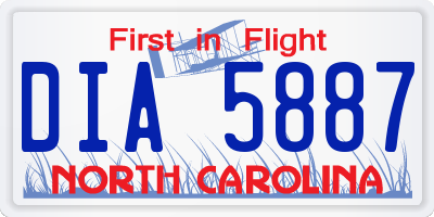 NC license plate DIA5887