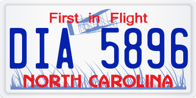 NC license plate DIA5896