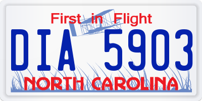 NC license plate DIA5903