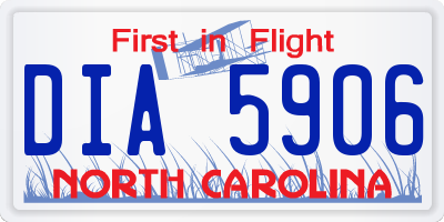 NC license plate DIA5906