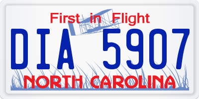 NC license plate DIA5907